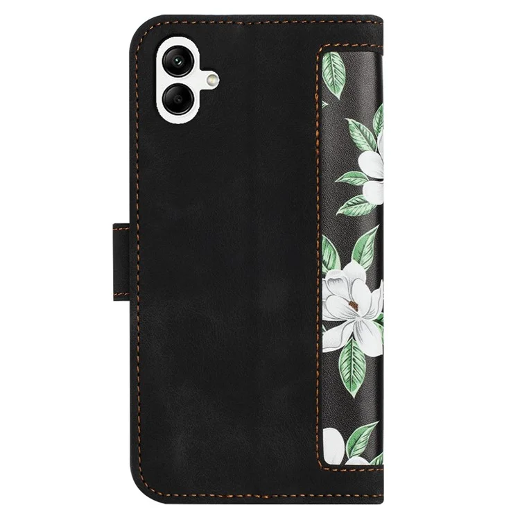 Para Samsung Galaxy A06 Caso PU Cover de Telefone Floral Com Slots de Cartão - Preto