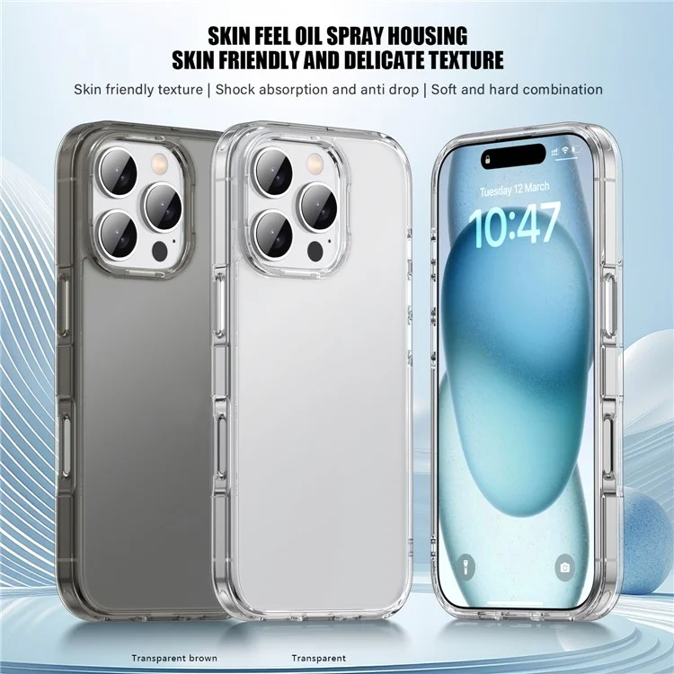 Pour L'iphone 16 Pro Case Tpu Tpu + pc Matte Back - Brun