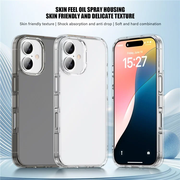 Para Iphone 16 Plus Case Tpu à Prova de Choque+pc Tampa Traseira Fosca - Marrom