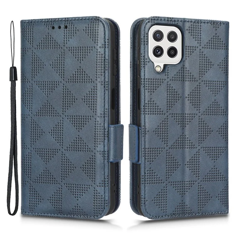 Para Samsung Galaxy A12 / Case de Billetera de Cuero M12 PU Patrón de Triángulo Impreso Patrón de Protección General Cover - Azul