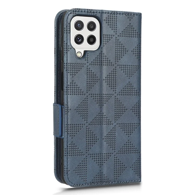 Para Samsung Galaxy A12 / Case de Billetera de Cuero M12 PU Patrón de Triángulo Impreso Patrón de Protección General Cover - Azul