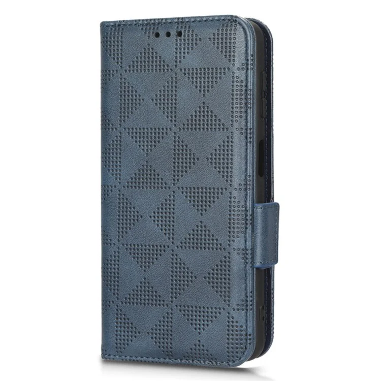 Para Samsung Galaxy A12 / Case de Billetera de Cuero M12 PU Patrón de Triángulo Impreso Patrón de Protección General Cover - Azul