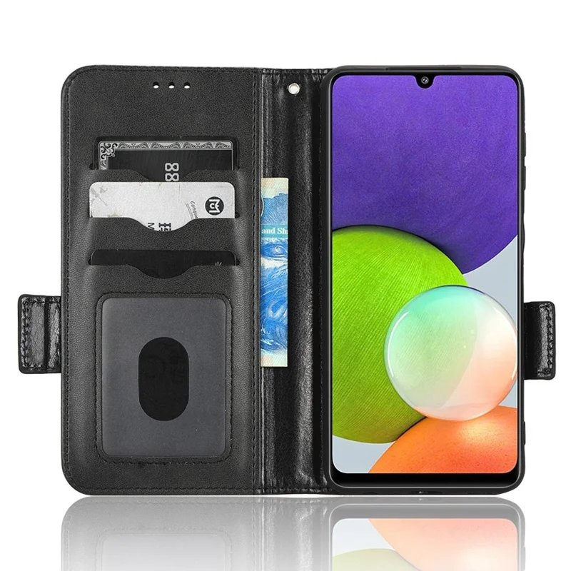 Pour Samsung Galaxy A12 / M12 Étui portefeuille en cuir PU avec motif triangulaire imprimé, protection complète - Noir