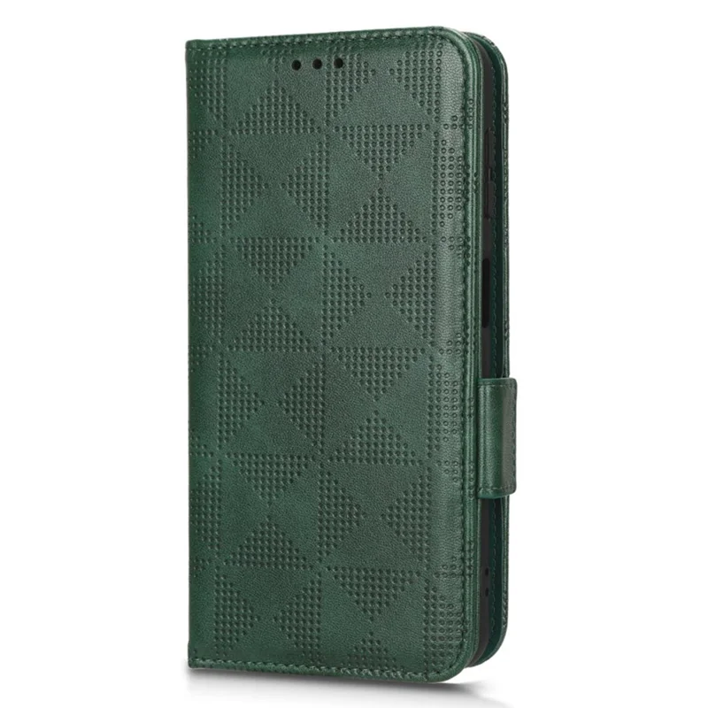 For Samsung Galaxy A12 / M12 PU Leather Stand Wallet Case Imprinted Triangle Pattern All-round Protection Phone Cover - Green