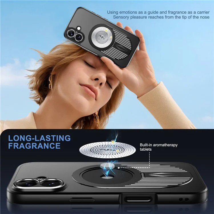 Per Iphone 16 Case Kickstand Silicone+PC Copertura Del Telefono Dissipazione di Calore Del Grafene - Nero