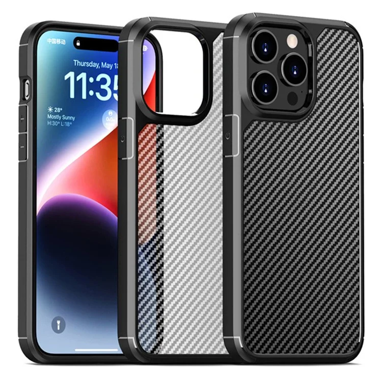 Для Iphone 15 Pro Case Case Texture Texture Anti-Scratch Tpu+пк Задняя Крышка