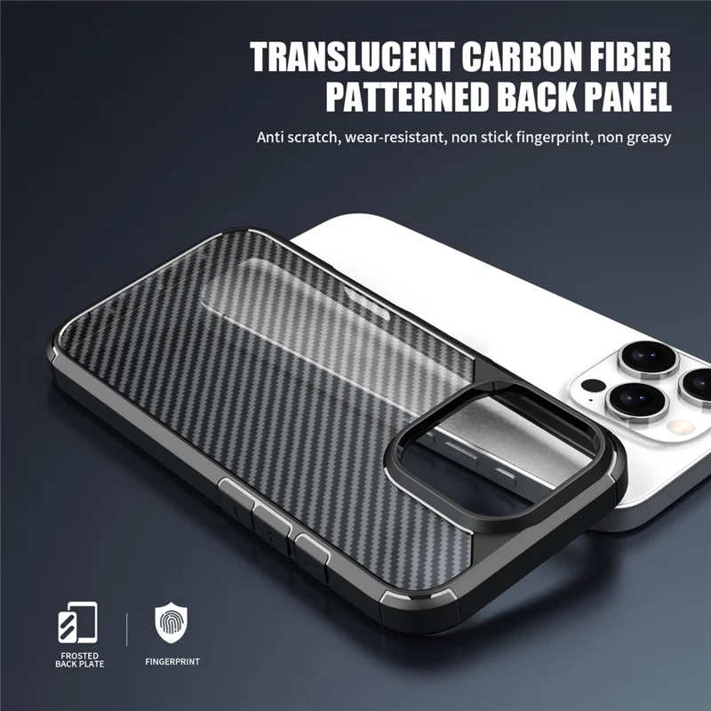For iPhone 16 Pro Max Case Carbon Fiber Texture Anti-Scratch TPU+PC Back Cover