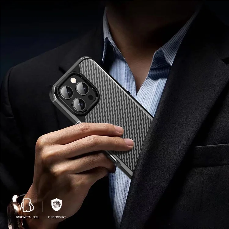 Funda para iPhone 16 Pro, textura de fibra de carbono, anti-arañazos, TPU+PC cubierta trasera