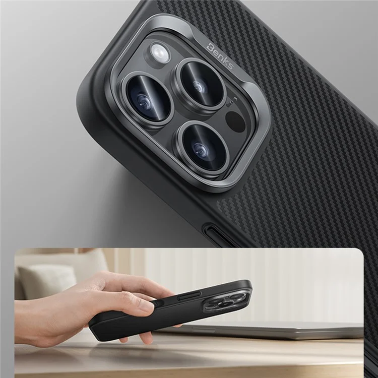 BENKS For iPhone 16 Pro Magnetic Case Kevlar Aramid Fiber+TPU Cover Compatible with MagSafe