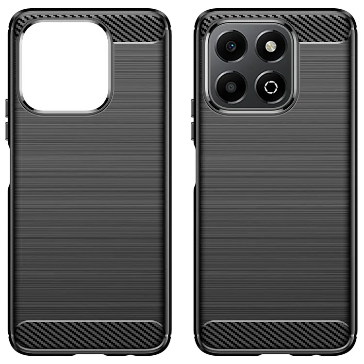For Honor X6b 4G Case Carbon Fiber Texture TPU Brushed Phone Cover - Black
