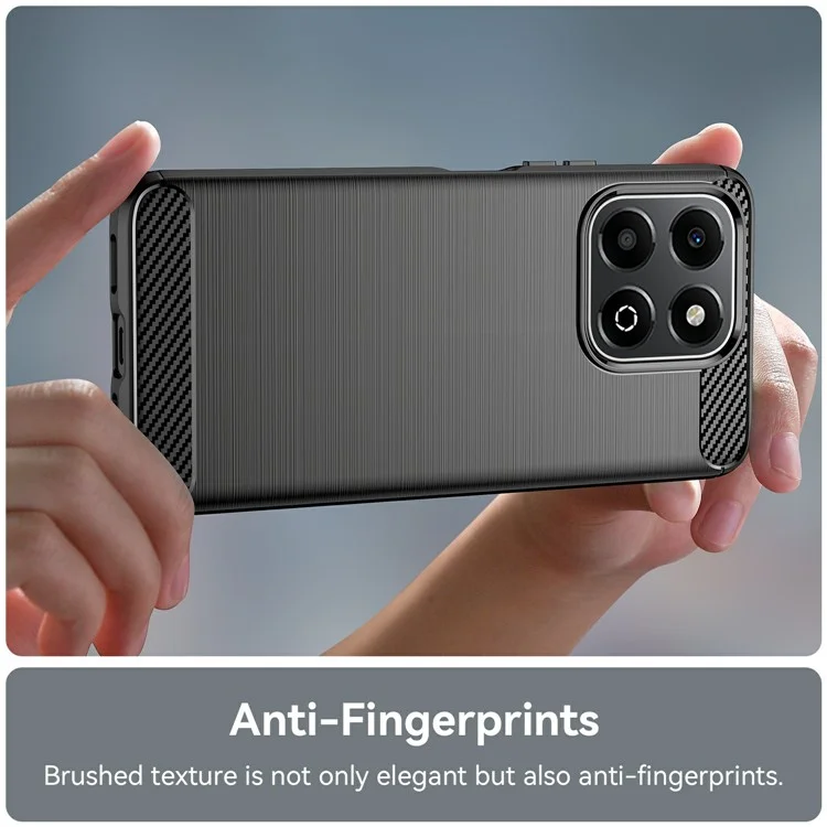 For Honor X6b 4G Case Carbon Fiber Texture TPU Brushed Phone Cover - Black