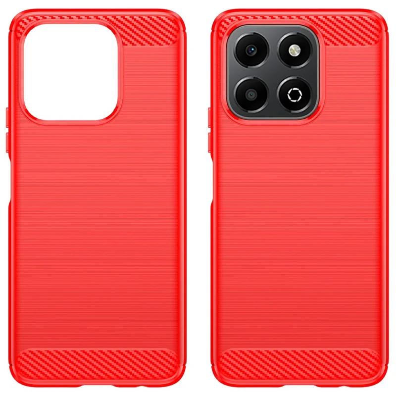For Honor X6b 4G Case Carbon Fiber Texture TPU Brushed Phone Cover - Red