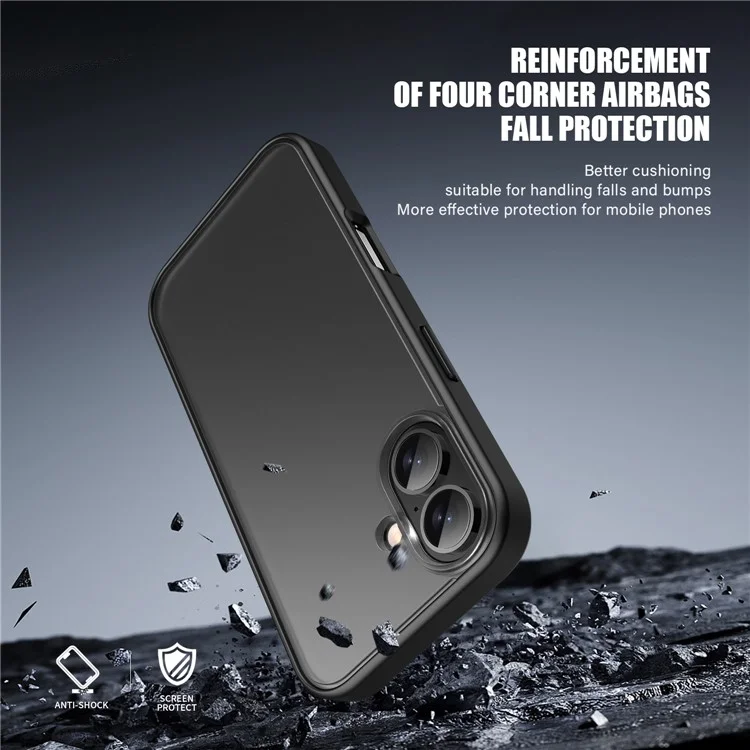 Serie Magic Para Iphone 16 Case Translúcida TPU Matte + PC Telephip Cover - Negro