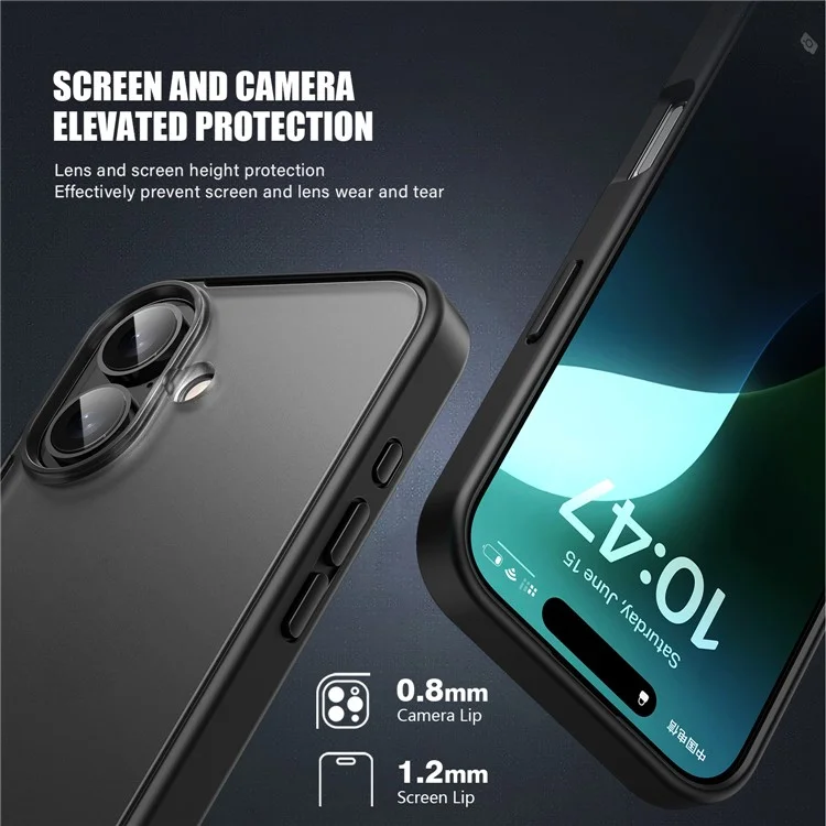 Serie Magic Para Iphone 16 Case Translúcida TPU Matte + PC Telephip Cover - Negro