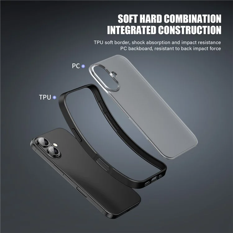 Serie Magic Para Iphone 16 Case Translúcida TPU Matte + PC Telephip Cover - Negro