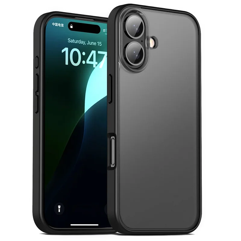 Magic Series for iPhone 16 Plus Case Translucent Matte TPU + PC Phone Cover - Black