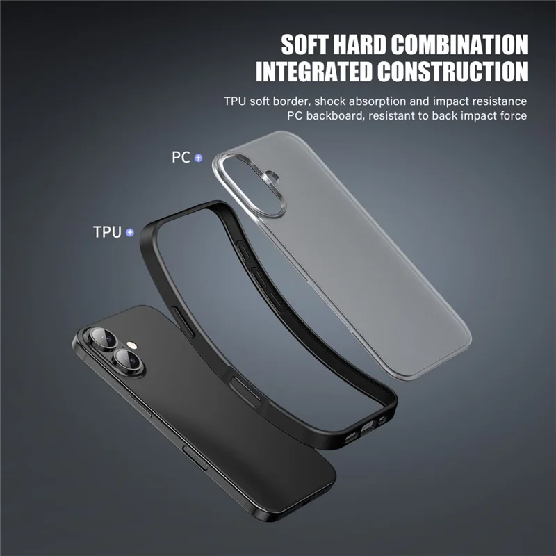 Magic Series for iPhone 16 Plus Case Translucent Matte TPU + PC Phone Cover - Black