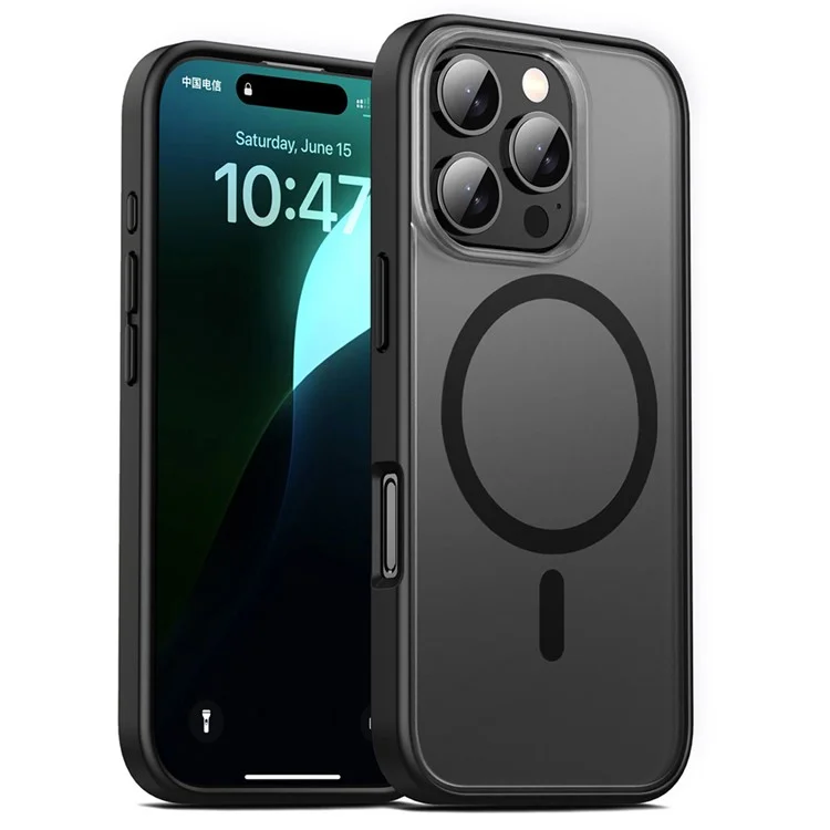 Für iPhone 16 Pro Max Case Matte PC+TPU Handyhülle Kompatibel mit MagSafe - Schwarz