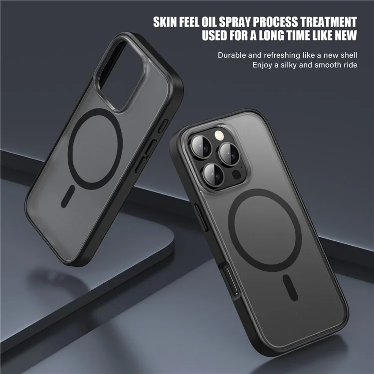Für iPhone 16 Pro Max Case Matte PC+TPU Handyhülle Kompatibel mit MagSafe - Schwarz