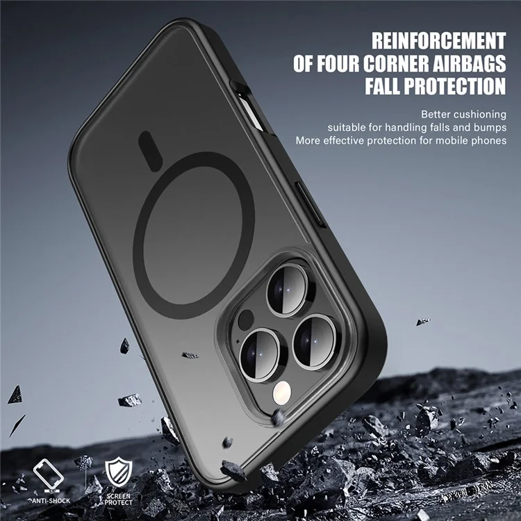 Für iPhone 16 Pro Max Case Matte PC+TPU Handyhülle Kompatibel mit MagSafe - Schwarz