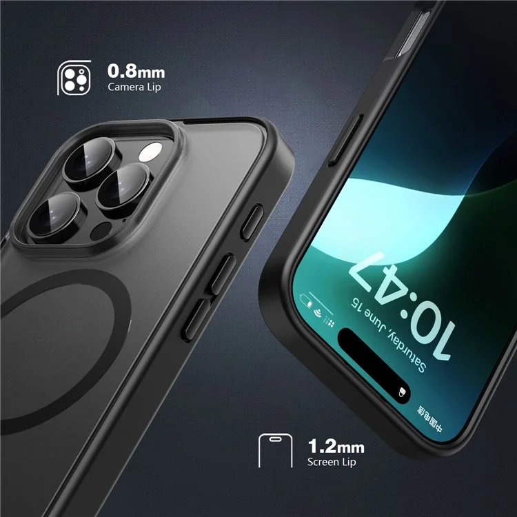 Für iPhone 16 Pro Max Case Matte PC+TPU Handyhülle Kompatibel mit MagSafe - Schwarz