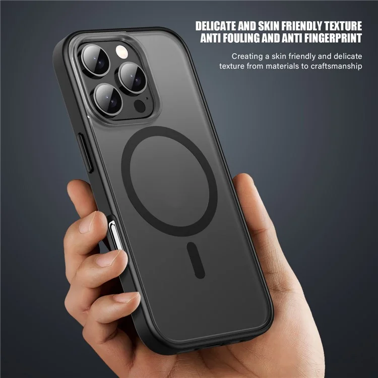 Für iPhone 16 Pro Max Case Matte PC+TPU Handyhülle Kompatibel mit MagSafe - Schwarz