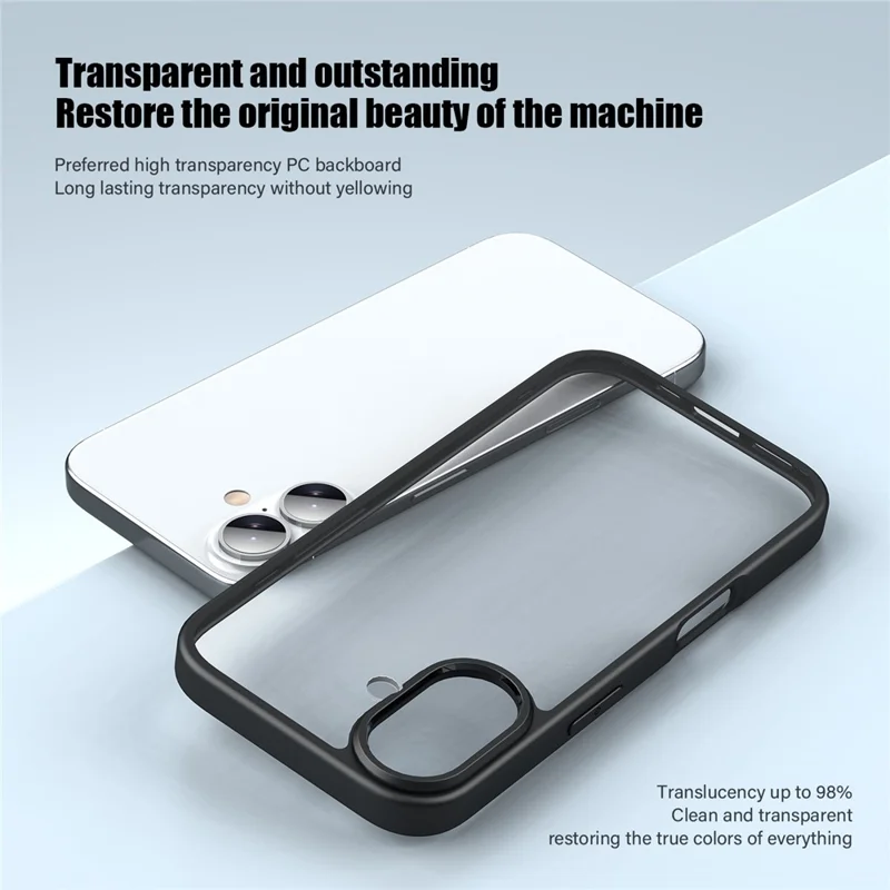 Für Das Iphone 16 Plus Case Schocksicher Slim Hard PC+Soft TPU -telefonabdeckung - Schwarz