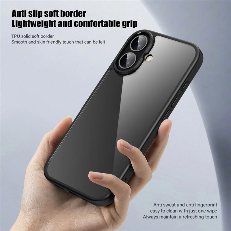 Für Das Iphone 16 Plus Case Schocksicher Slim Hard PC+Soft TPU -telefonabdeckung - Schwarz