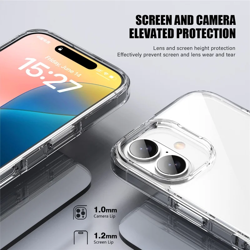 Серия Aurora Для Iphone 16 Case Tpu+пк Crystal Clear Back Cover - Прозрачный