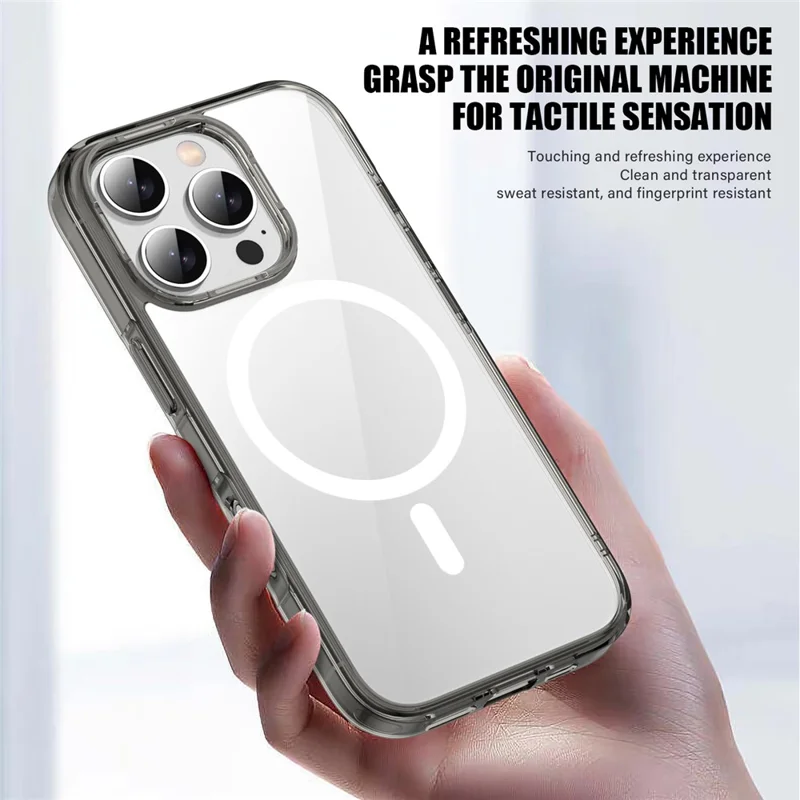Aurora Series For iPhone 16 Pro Max Case Compatible with MagSafe TPU+PC Crystal Clear Back Cover - Brown