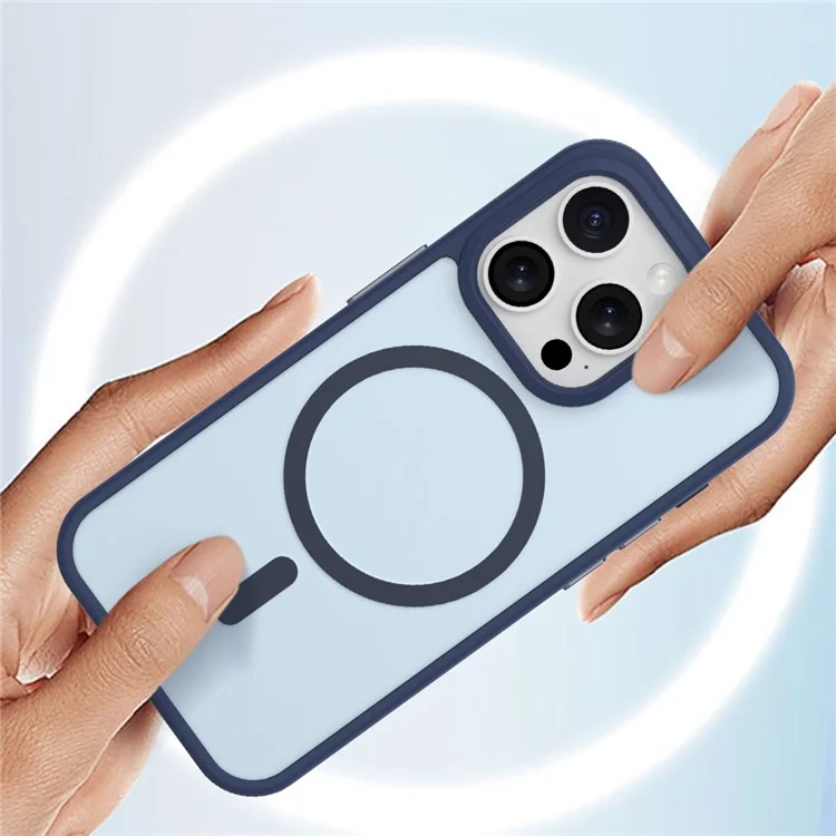 Para Iphone 15 Pro Max Case Compatible Con Tpu de Tpu de Skin-Touch Magsafe+pc Matte Telep Cubierta - Azul