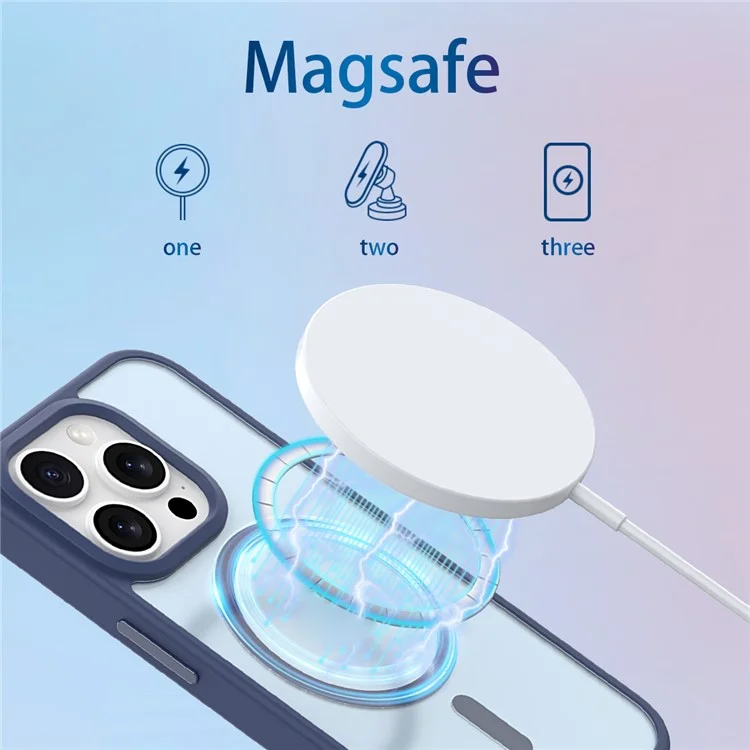 Para Iphone 15 Pro Max Case Compatible Con Tpu de Tpu de Skin-Touch Magsafe+pc Matte Telep Cubierta - Azul