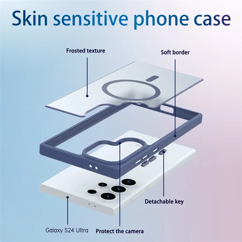 Для Samsung Galaxy S23 Ultra Case, Совместимый с Magsafe Skin-Touch TPU+PC Matte Phone Cover - Синий