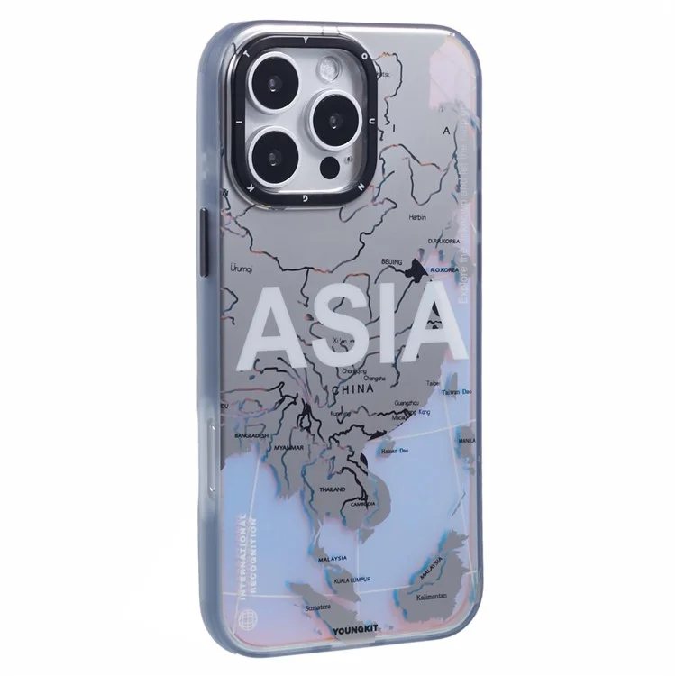 Série Global Youngkit Para Iphone 16 Pro Max Case Compatível Com MagSafe IMD Mapa Design PC+TPU Tampa - Aisa