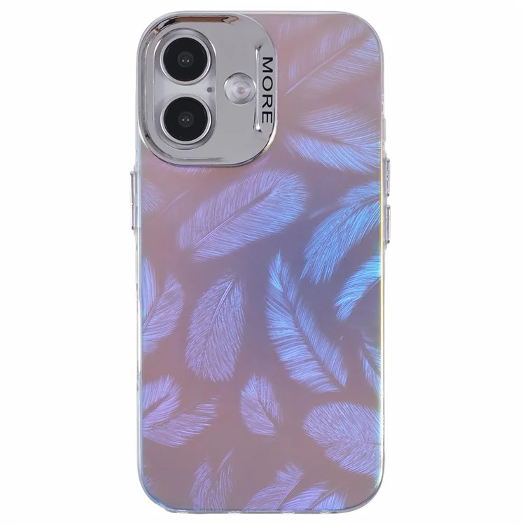 Pour iPhone 16 Plus Étui Silicone+PC IMD Texture Laser Mat Housse de Téléphone - AK1