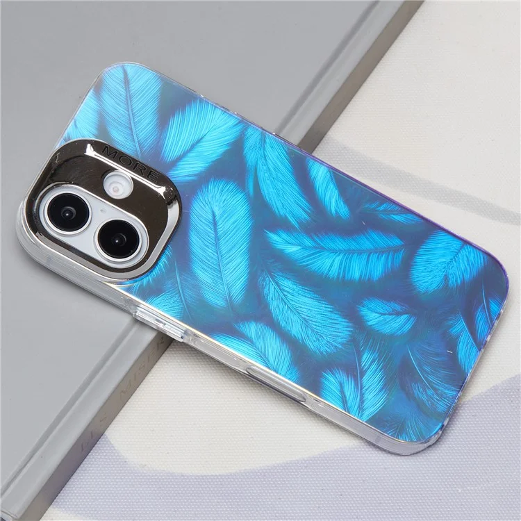 Pour iPhone 16 Plus Étui Silicone+PC IMD Texture Laser Mat Housse de Téléphone - AK1