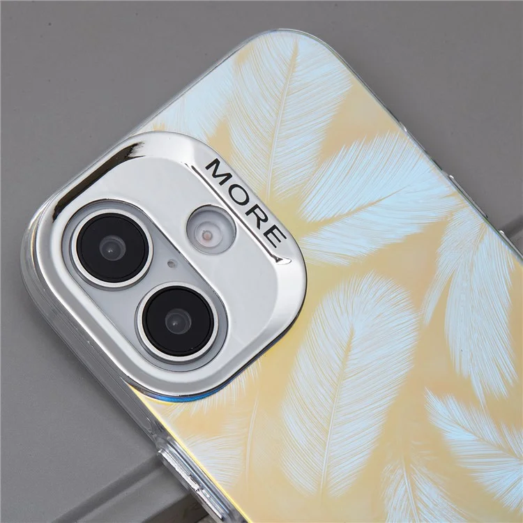 Pour iPhone 16 Plus Étui Silicone+PC IMD Texture Laser Mat Housse de Téléphone - AK1