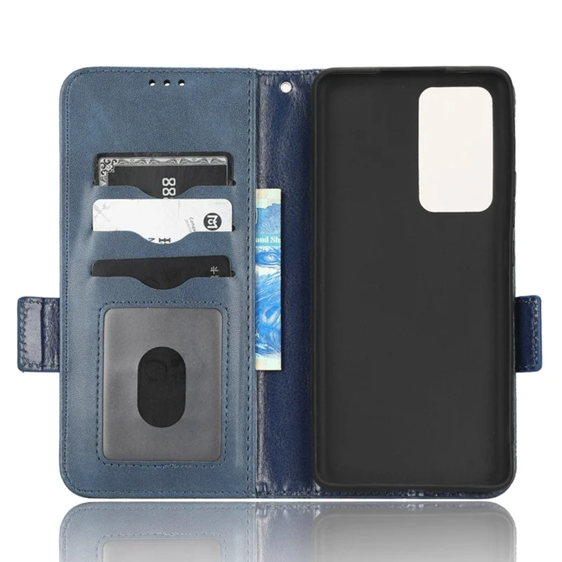 Imprinted Triangle Pattern Stand Wallet Cover for Xiaomi 12 Lite 5G, PU Leather Full Protection Cell Phone Case - Blue