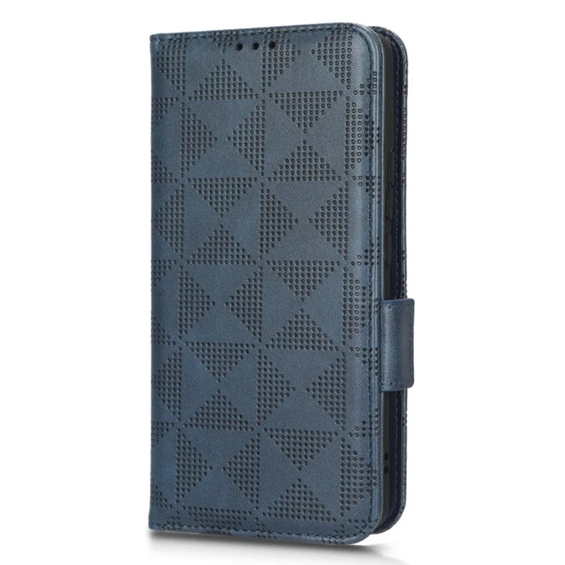 Imprinted Triangle Pattern Stand Wallet Cover for Xiaomi 12 Lite 5G, PU Leather Full Protection Cell Phone Case - Blue