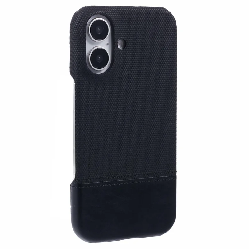 Custodia per iPhone 16 Plus in pelle PU+PC Splicing Anti-Slip - Nero