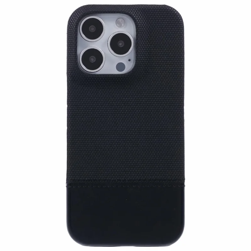 For iPhone 16 Pro Max Case PU Leather+PC Splicing Anti-Slip Phone Cover - Black
