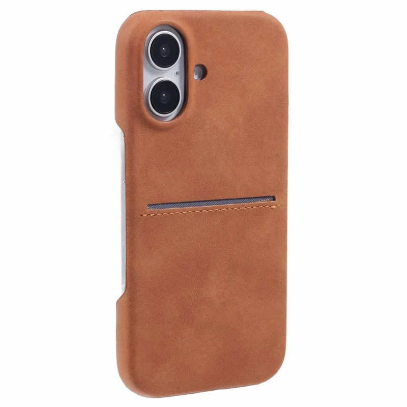 For iPhone 16 Plus Case Skin-touch Leather+PC Phone Cover with Card Slot - Yellow