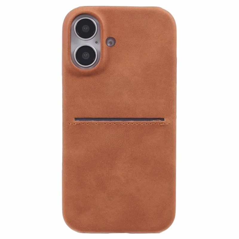 For iPhone 16 Plus Case Skin-touch Leather+PC Phone Cover with Card Slot - Yellow