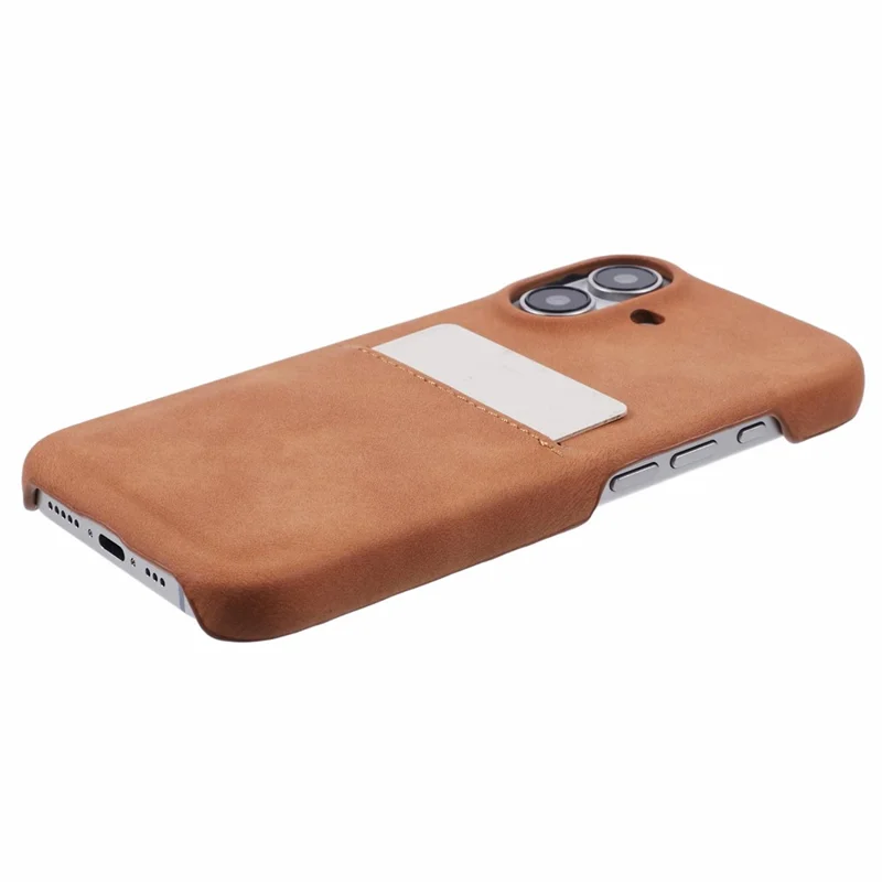 For iPhone 16 Plus Case Skin-touch Leather+PC Phone Cover with Card Slot - Yellow