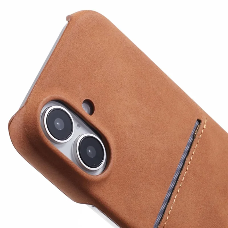 For iPhone 16 Plus Case Skin-touch Leather+PC Phone Cover with Card Slot - Yellow