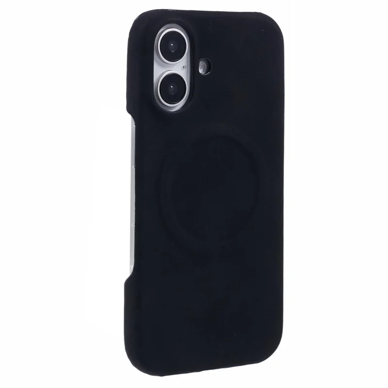 Für iPhone 16 Plus Hülle Kompatibel mit MagSafe Skin-Touch Leder+PC Rückabdeckung - Schwarz