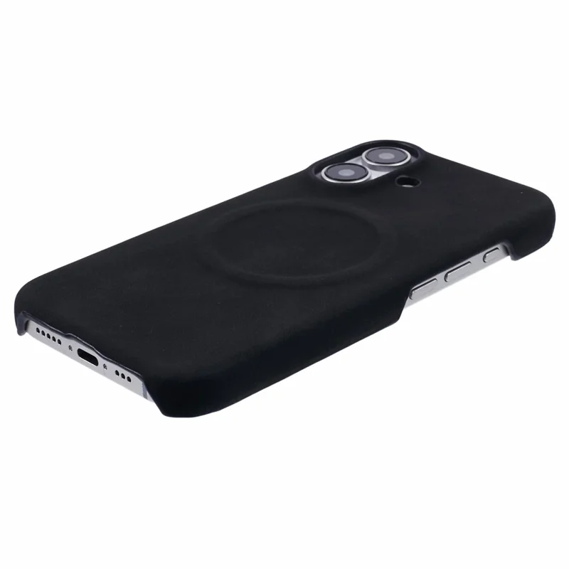 Für iPhone 16 Plus Hülle Kompatibel mit MagSafe Skin-Touch Leder+PC Rückabdeckung - Schwarz
