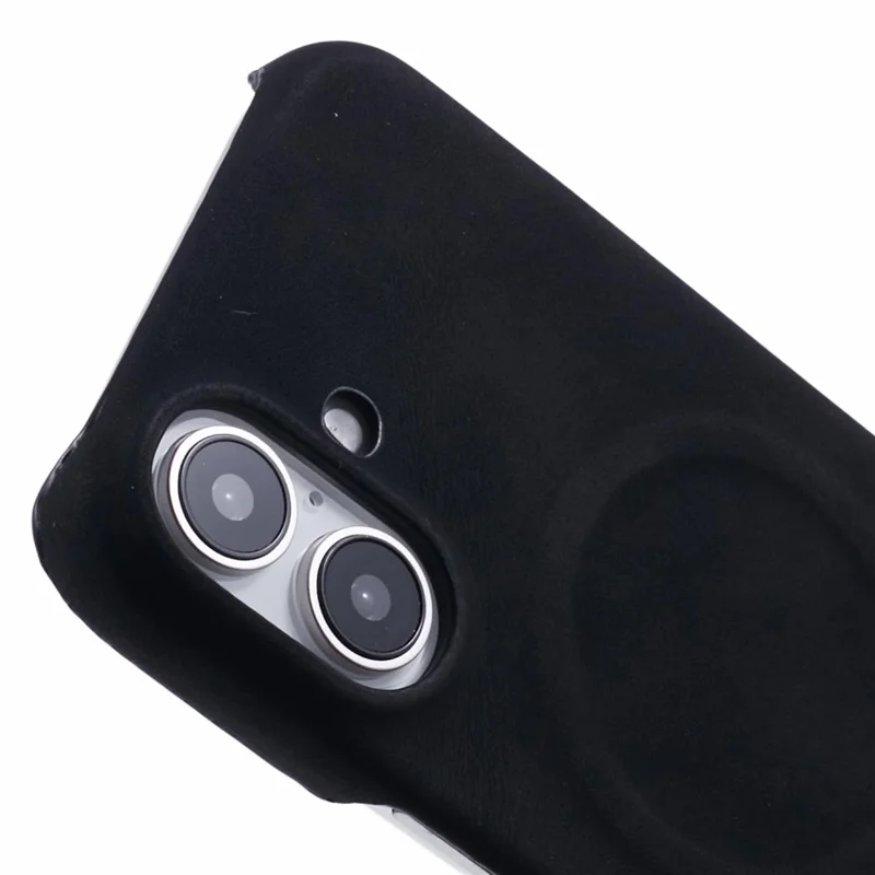Für iPhone 16 Plus Hülle Kompatibel mit MagSafe Skin-Touch Leder+PC Rückabdeckung - Schwarz
