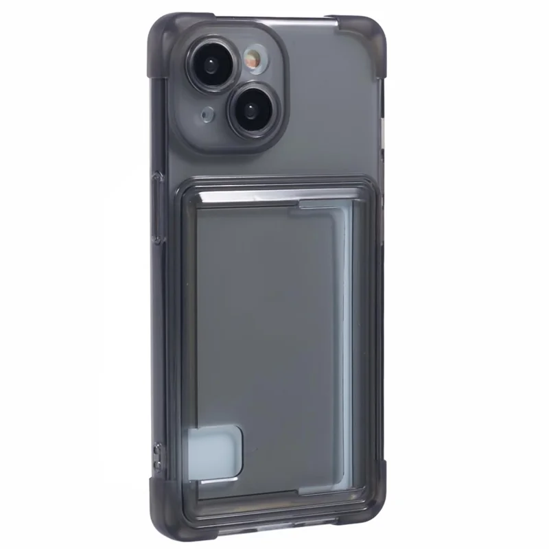 Для Iphone 15 Plus TPU Корпус Усиленных Углов на Боковой Крышке Push Card Holder Cople - Черный