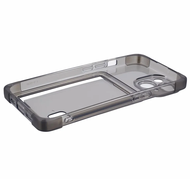 Для Iphone 15 Plus TPU Корпус Усиленных Углов на Боковой Крышке Push Card Holder Cople - Черный